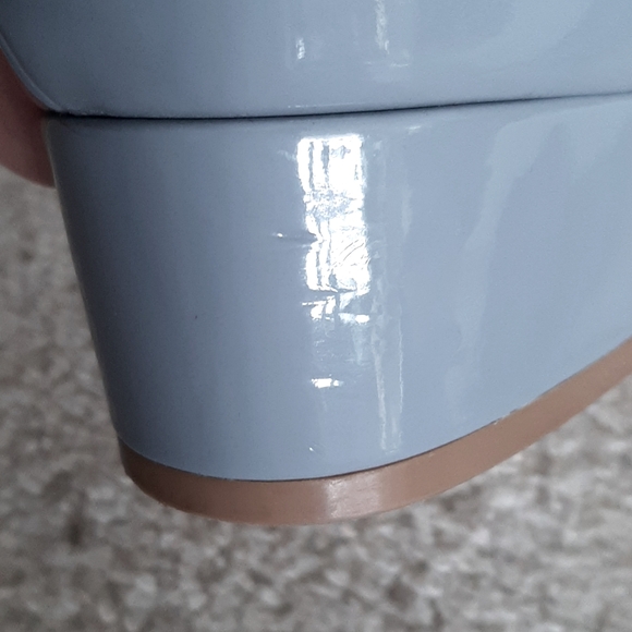 ALDO Lovely Blue Grey Patent Shoes - Pointy Toe, Ankle Strap, Cushion Insole - Picture 14 of 17